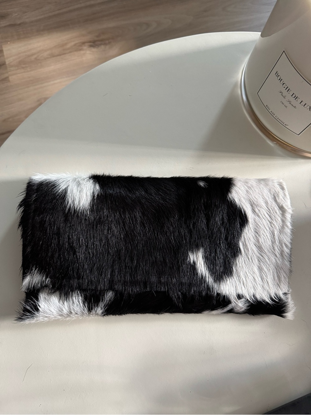 Handmade Genuine Cowhide Black & White Clutch